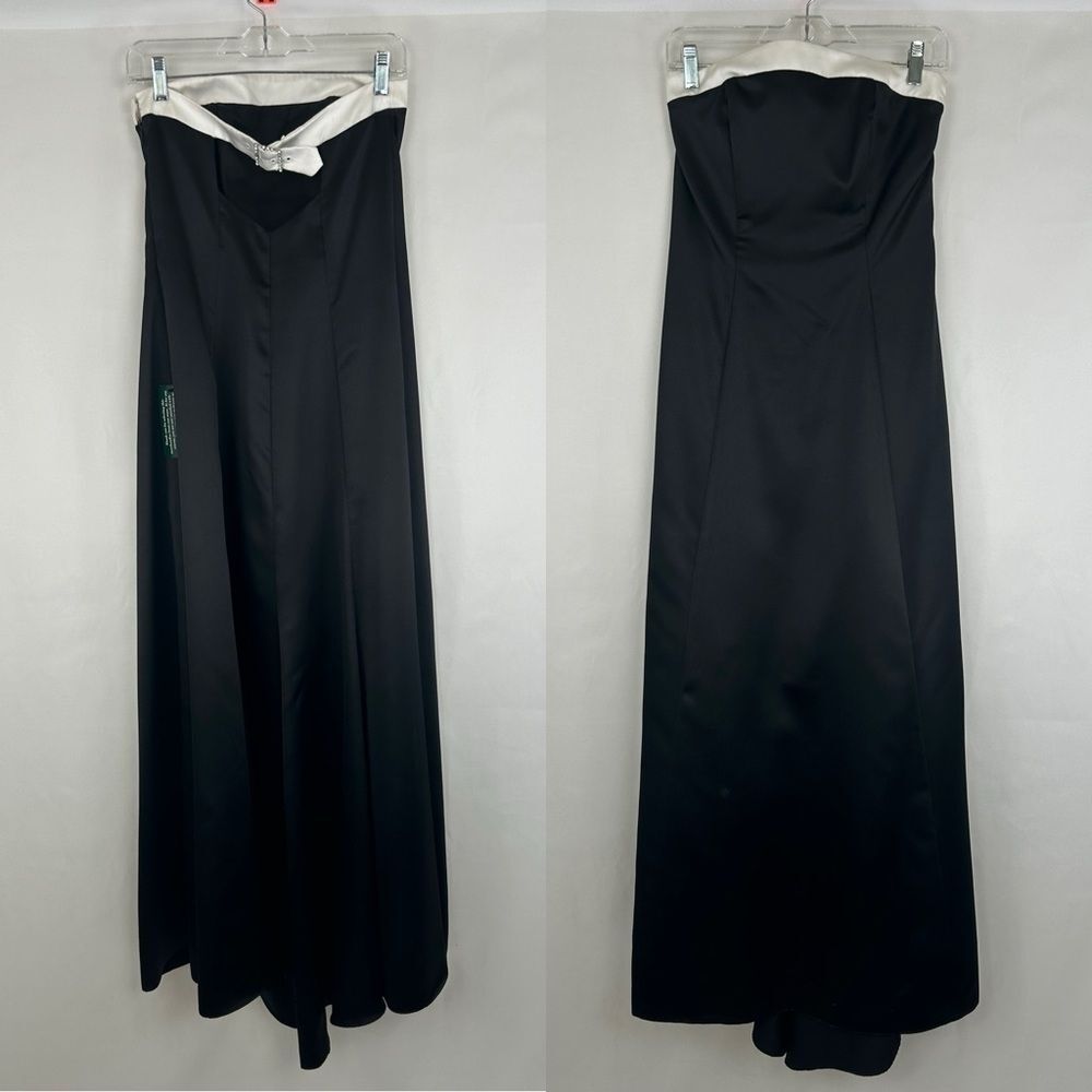 NWT Vintage Rachel Kaye Black Satin Strapless Formal Floor Length Gown - Picture 5 of 7